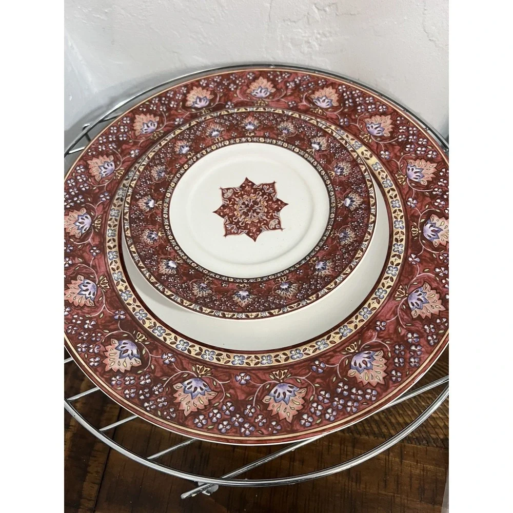Vintage American Atelier Dinner Salad Bread Plates Coffee Cup Bombay #5042 3pc